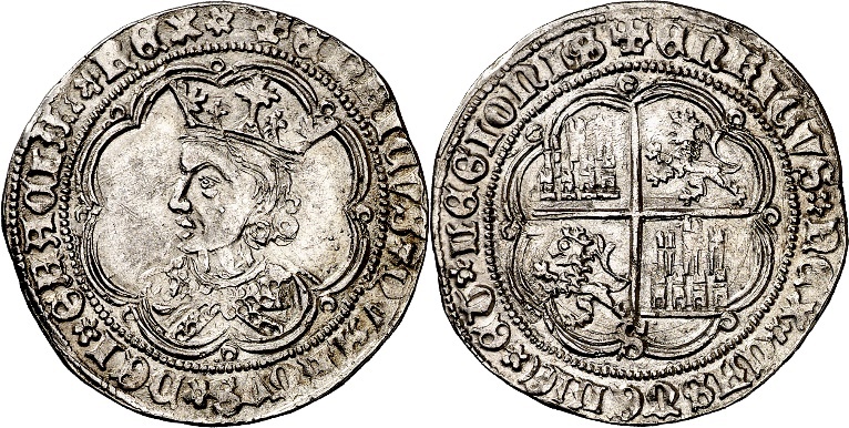 Tipo 9. Real de plata con el Busto de perfil del rey