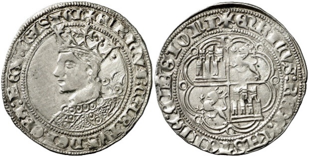 Tipo 9. Real de plata con el Busto de perfil del rey