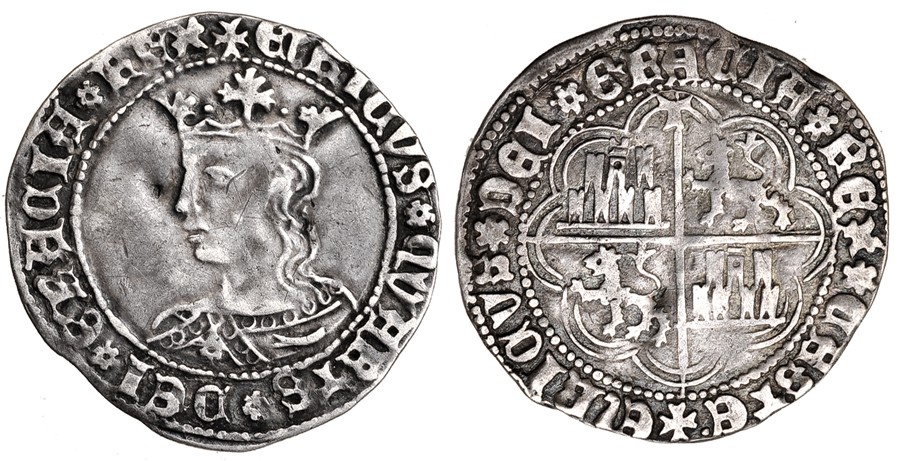 Tipo 9. Real de plata con el Busto de perfil del rey