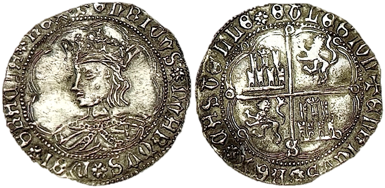 Tipo 9. Real de plata con el Busto de perfil del rey