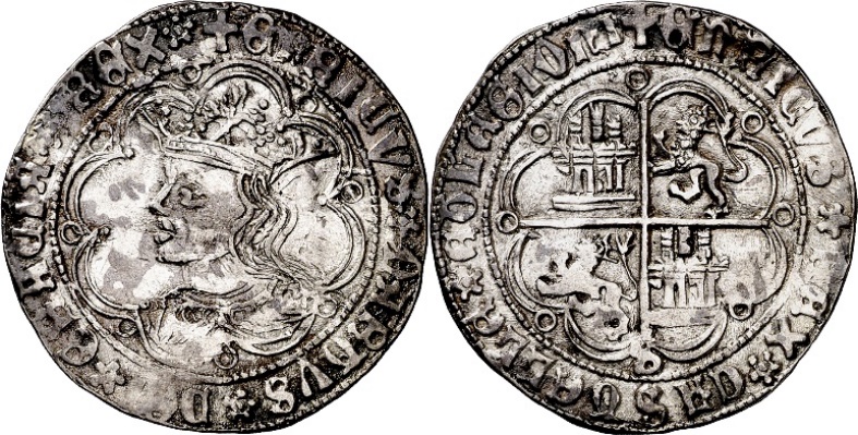 Tipo 9. Real de plata con el Busto de perfil del rey