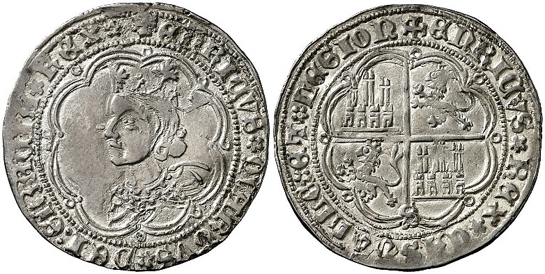 Tipo 9. Real de plata con el Busto de perfil del rey