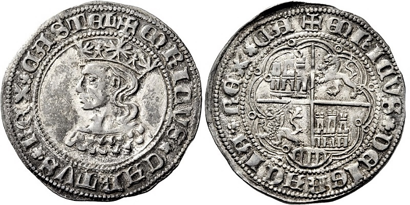 Tipo 9. Real de plata con el Busto de perfil del rey