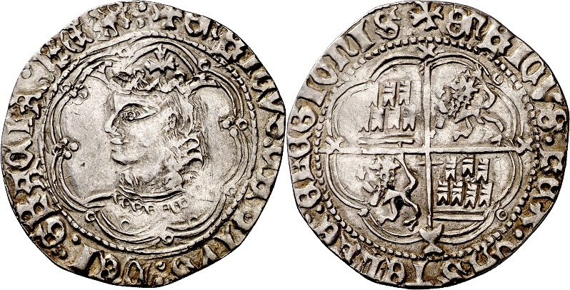 Tipo 9. Real de plata con el Busto de perfil del rey