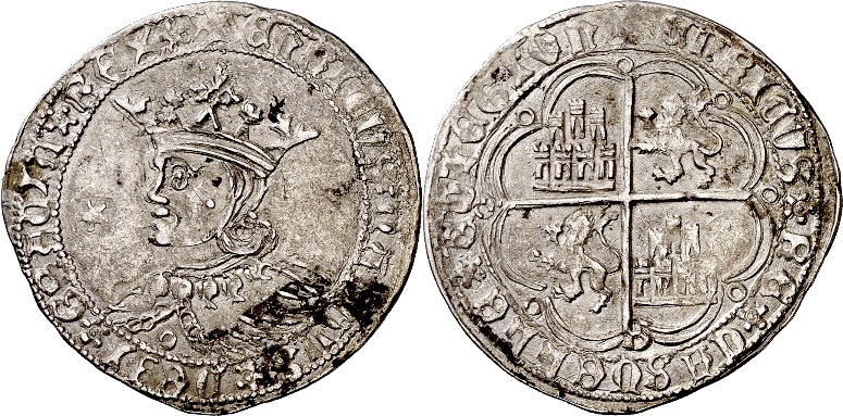 Tipo 9. Real de plata con el Busto de perfil del rey