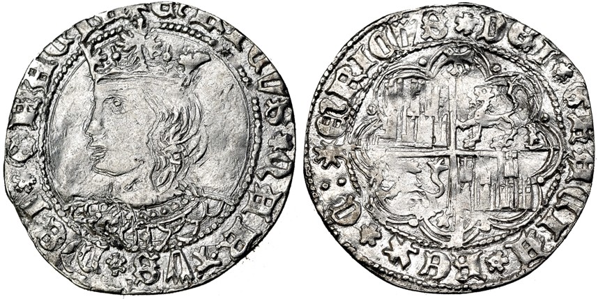 Tipo 9. Real de plata con el Busto de perfil del rey