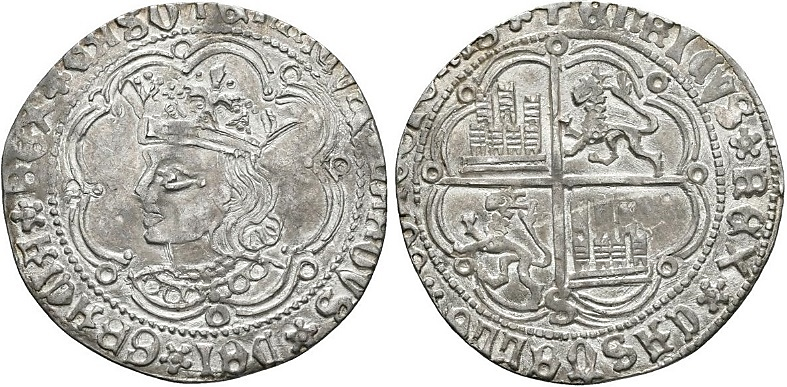 Tipo 9. Real de plata con el Busto de perfil del rey