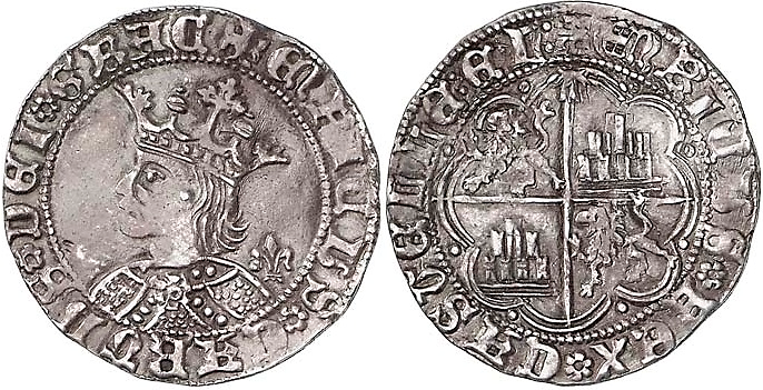 Tipo 9. Real de plata con el Busto de perfil del rey