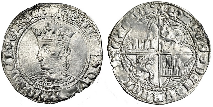 Tipo 9. Real de plata con el Busto de perfil del rey
