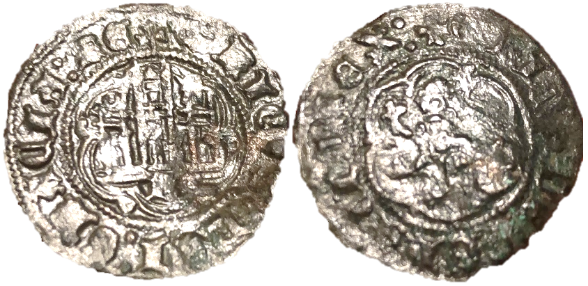 Tipo 1. Blanca de vell&oacute;n con Castillo y Le&oacute;n en orla polilobulada