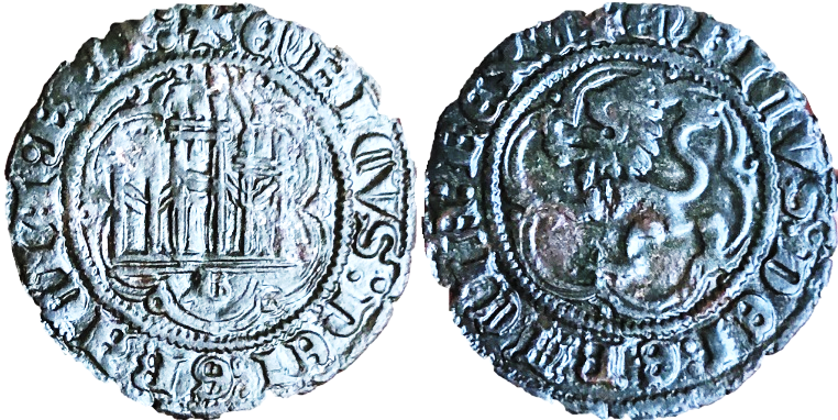 Tipo 1. Blanca de vell&oacute;n con Castillo y Le&oacute;n en orla polilobulada