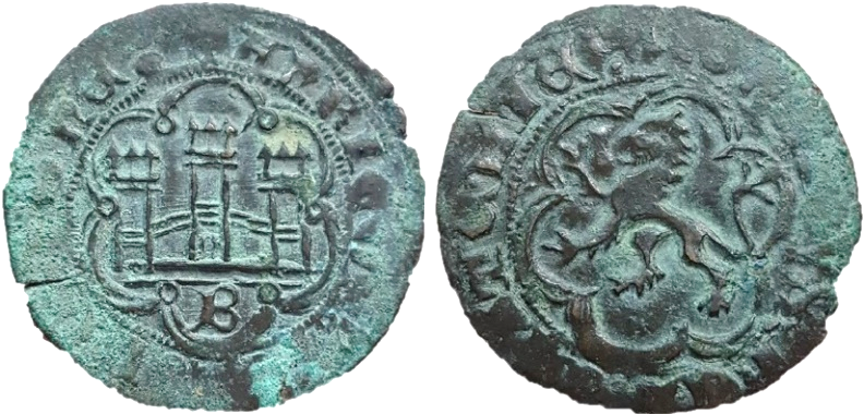 Tipo 1. Blanca de vell&oacute;n con Castillo y Le&oacute;n en orla polilobulada
