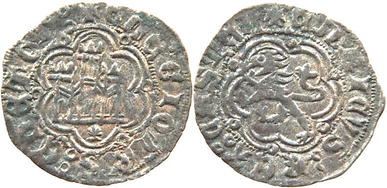 Tipo 1. Blanca de vell&oacute;n con Castillo y Le&oacute;n en orla polilobulada