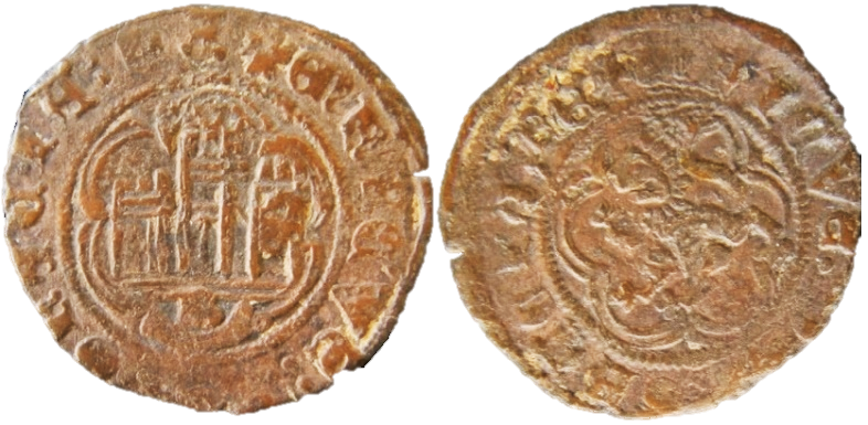 Tipo 1. Blanca de vell&oacute;n con Castillo y Le&oacute;n en orla polilobulada