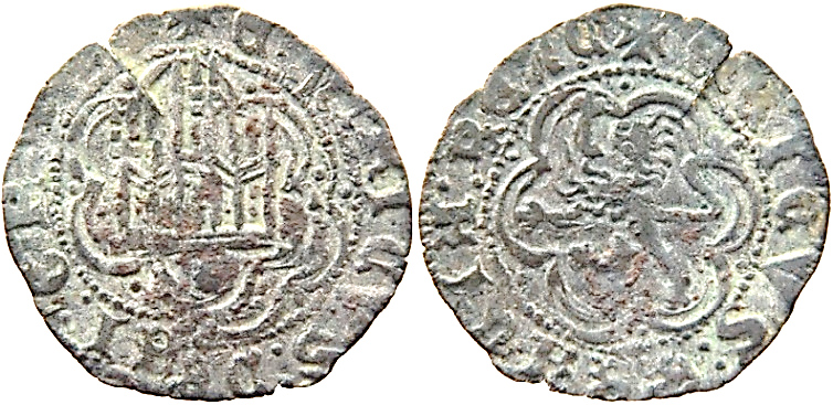Tipo 1. Blanca de vell&oacute;n con Castillo y Le&oacute;n en orla polilobulada