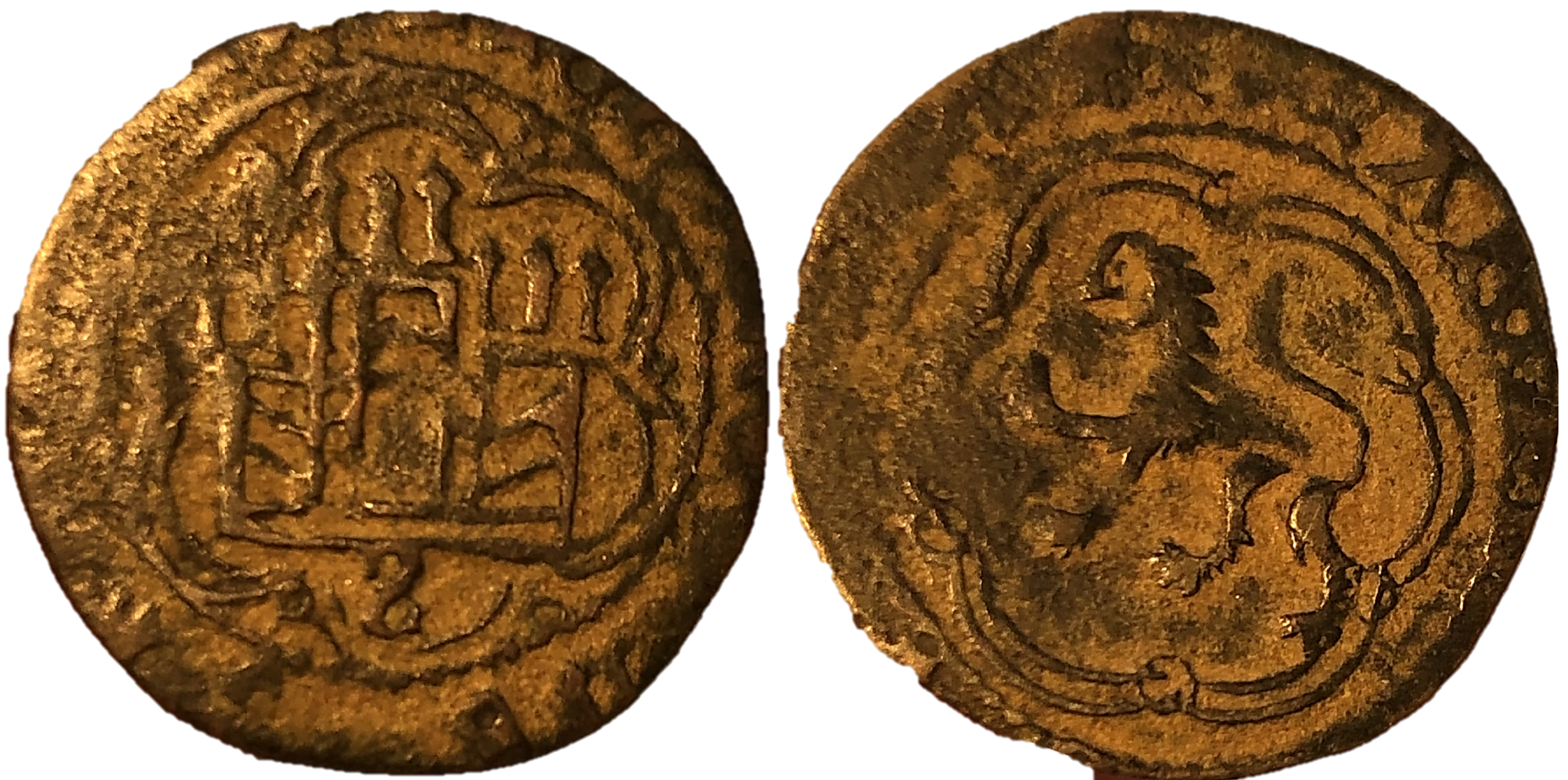 Tipo 1. Blanca de vell&oacute;n con Castillo y Le&oacute;n en orla polilobulada