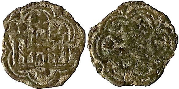Tipo 1. Blanca de vell&oacute;n con Castillo y Le&oacute;n en orla polilobulada