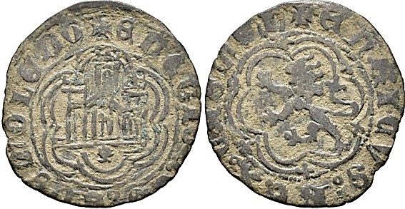 Tipo 1. Blanca de vell&oacute;n con Castillo y Le&oacute;n en orla polilobulada