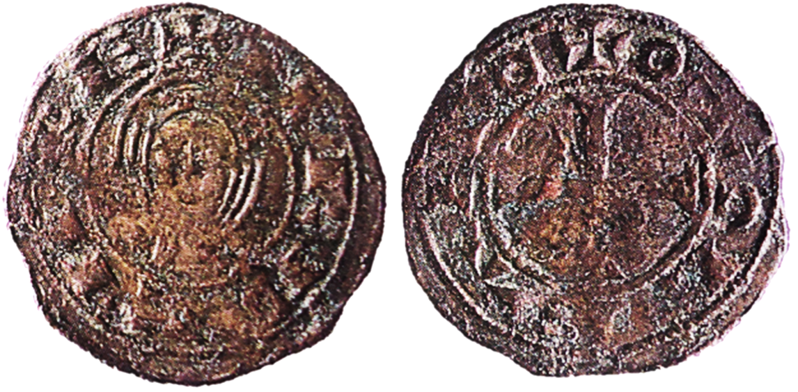 Tipo 1. Dinero de Busto toledano de frente