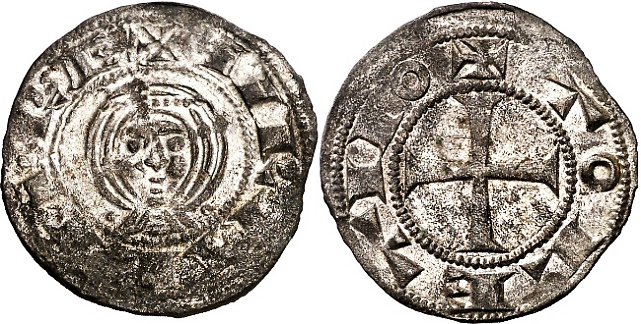 Tipo 1. Dinero de Busto toledano de frente