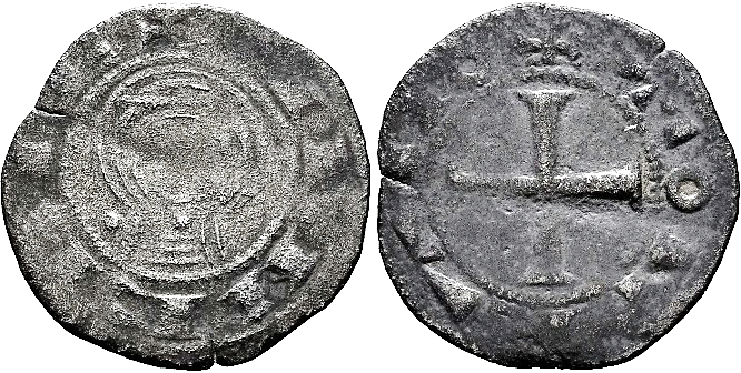 Tipo 1. Dinero de Busto toledano de frente