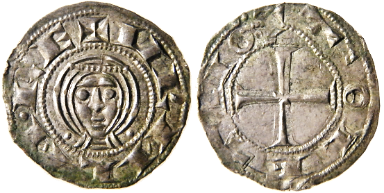 Tipo 1. Dinero de Busto toledano de frente