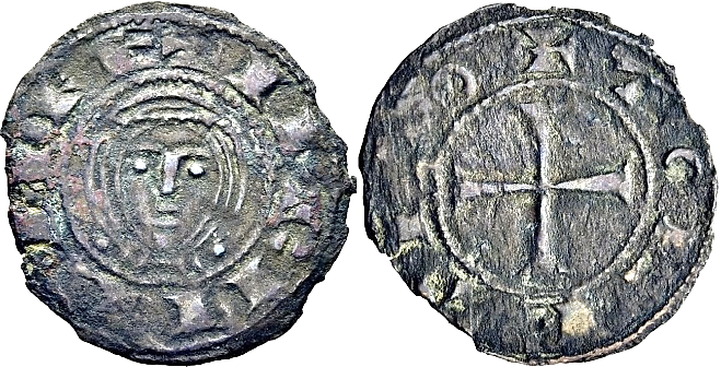 Tipo 1. Dinero de Busto toledano de frente