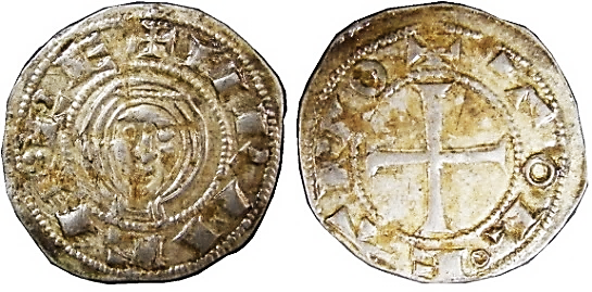 Tipo 1. Dinero de Busto toledano de frente