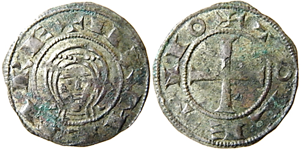 Tipo 1. Dinero de Busto toledano de frente