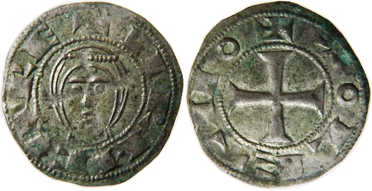 Tipo 1. Dinero de Busto toledano de frente