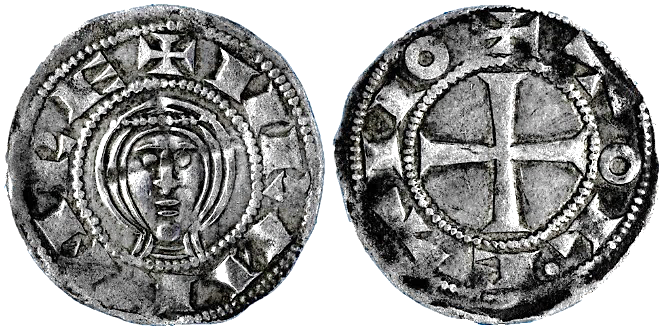 Tipo 1. Dinero de Busto toledano de frente