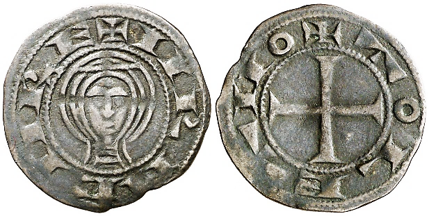 Tipo 1. Dinero de Busto toledano de frente