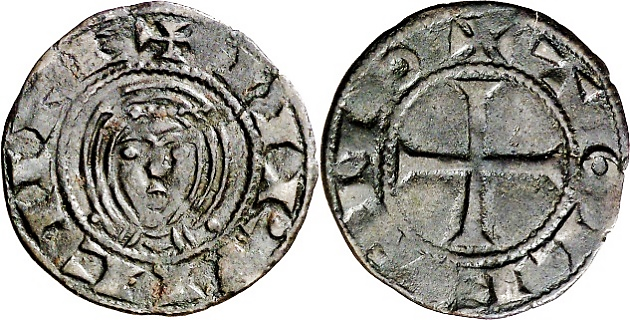 Tipo 1. Dinero de Busto toledano de frente