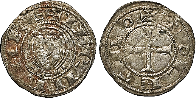 Tipo 1. Dinero de Busto toledano de frente