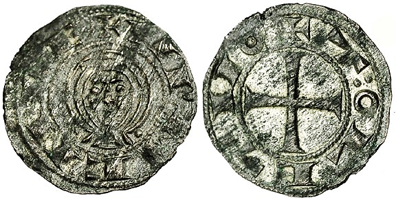 Tipo 1. Dinero de Busto toledano de frente