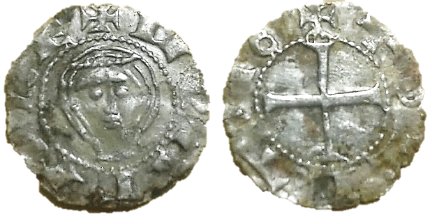 Tipo 1. Dinero de Busto toledano de frente