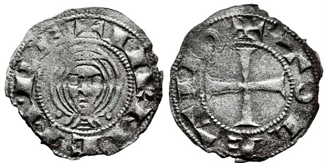 Tipo 1. Dinero de Busto toledano de frente