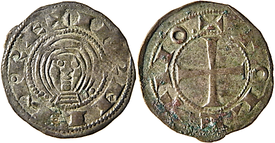 Tipo 1. Dinero de Busto toledano de frente