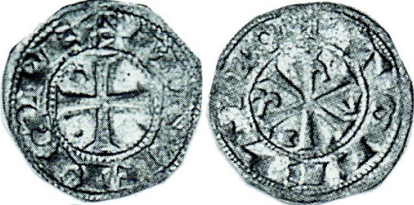 Tipo 12. Dinero de Crismón del taller de Toledo con lema “Toletvo”