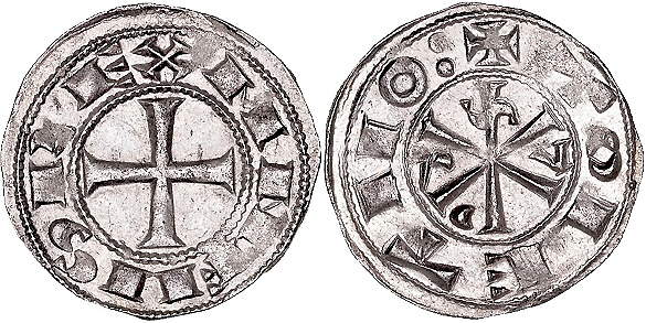 Tipo 12. Dinero de Crismón del taller de Toledo con lema “Toletvo”