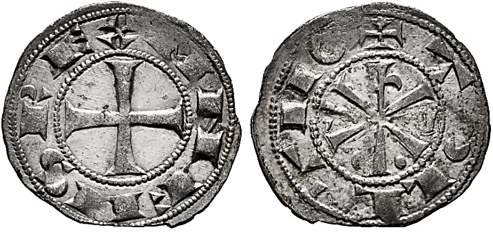 Tipo 12. Dinero de Crismón del taller de Toledo con lema “Toletvo”