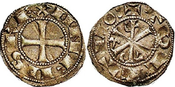 Tipo 12. Dinero de Crismón del taller de Toledo con lema “Toletvo”