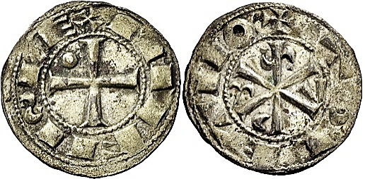 Tipo 12. Dinero de Crismón del taller de Toledo con lema “Toletvo”