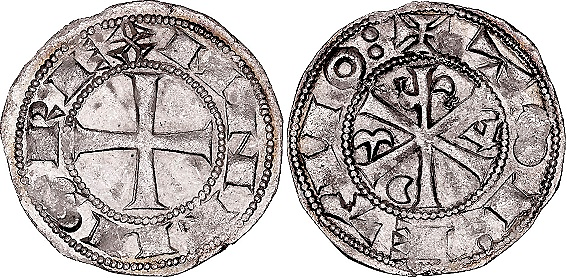 Tipo 12. Dinero de Crismón del taller de Toledo con lema “Toletvo”