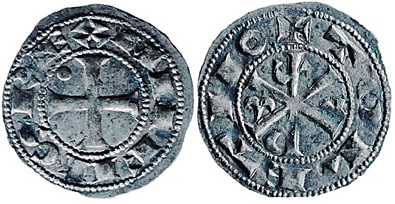 Tipo 12. Dinero de Crismón del taller de Toledo con lema “Toletvo”