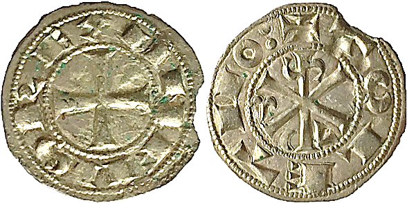Tipo 12. Dinero de Crismón del taller de Toledo con lema “Toletvo”