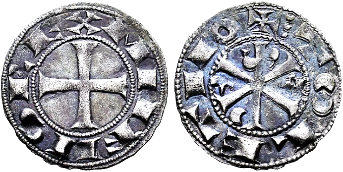 Tipo 12. Dinero de Crismón del taller de Toledo con lema “Toletvo”