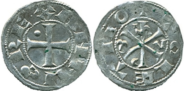 Tipo 12. Dinero de Crismón del taller de Toledo con lema “Toletvo”
