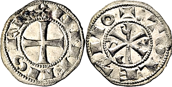 Tipo 12. Dinero de Crismón del taller de Toledo con lema “Toletvo”