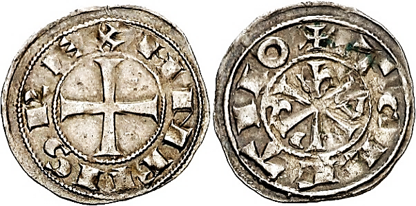 Tipo 12. Dinero de Crismón del taller de Toledo con lema “Toletvo”